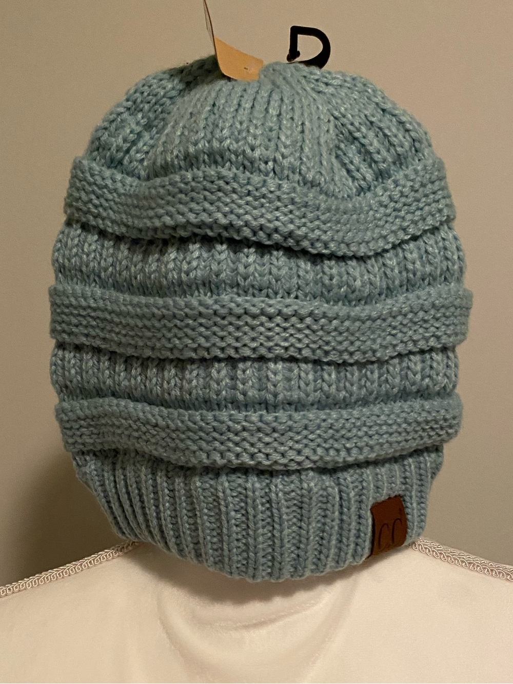Women’s Light Blue Knit Beanie Hat - Cozy Winter Accessory CC Brand NWT